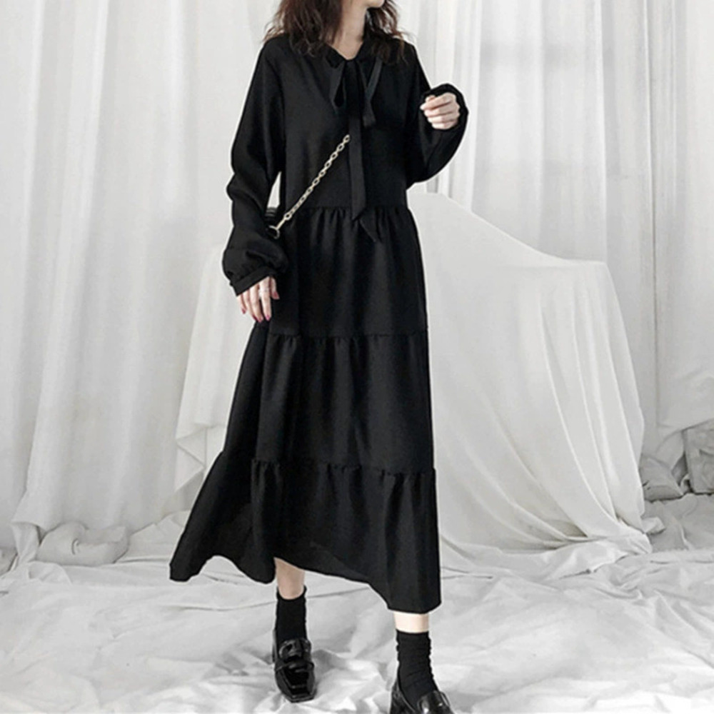 ZARA Elegant Vintage Chiffon Loose Fit Little Black Dress for Spring